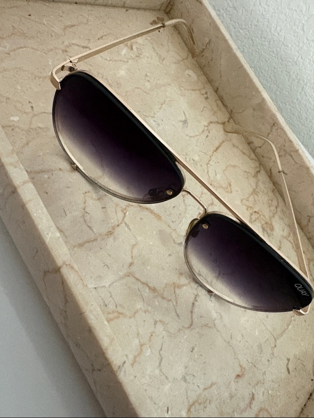 Quay x Desi Perkins High Key Gold Frame Gradient Lens Women's Sunglasses